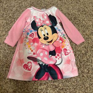 Disney Minnie Mouse Nightgown 18 Months Pink Long Sleeve Polyester Winter